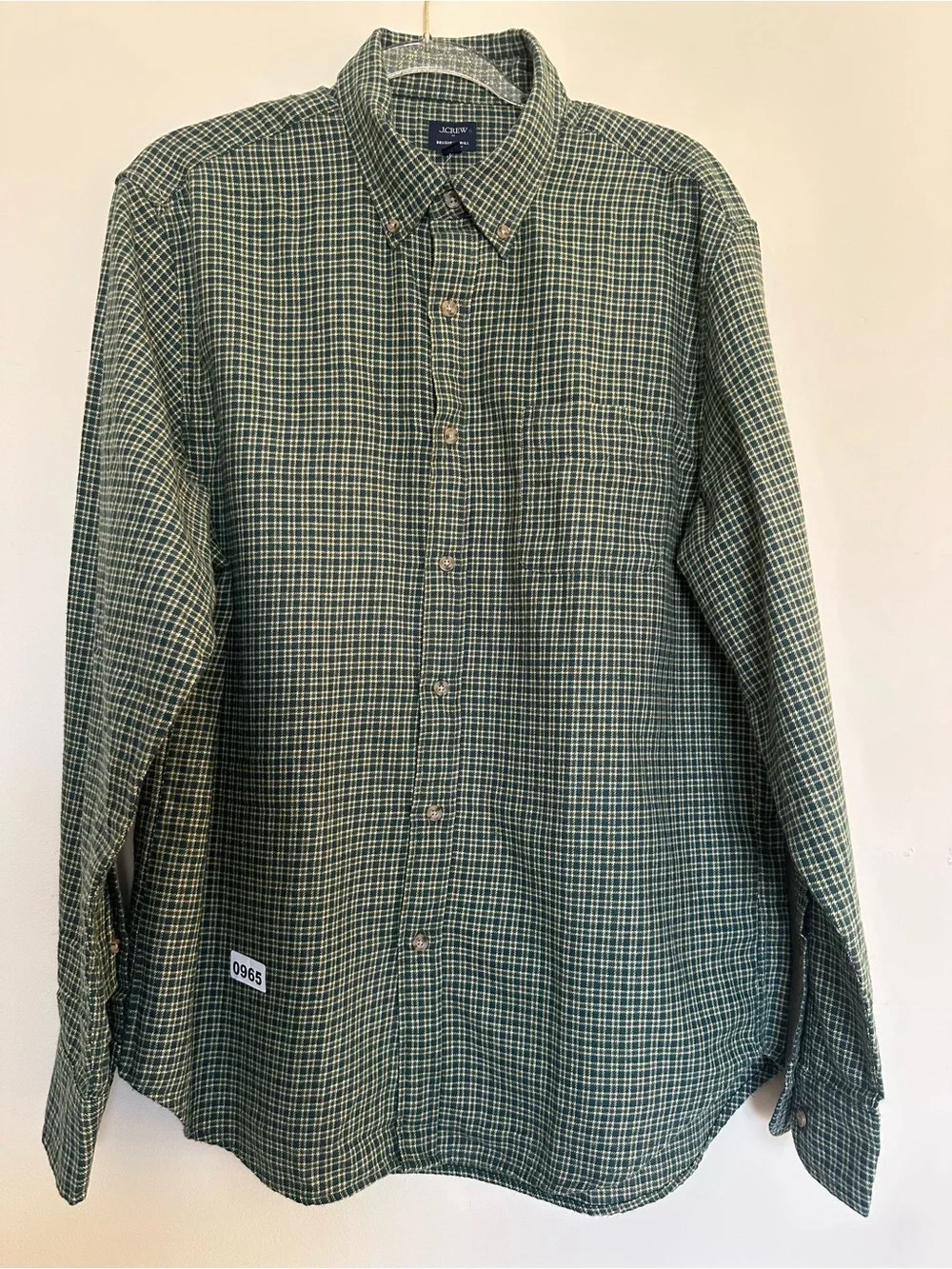 J. Crew Dark Green Plaid Brushed Twill Button-Down Shirt man’s L plaid